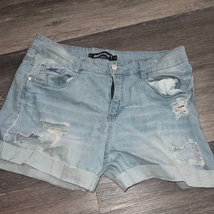 Ripped jean shorts